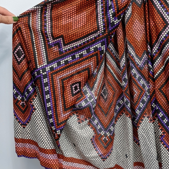 Vintage Van Raalte 70s Tiered Midi Print Dress 14 - Picture 11 of 13